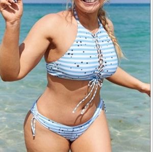 Aerie Women’s Cheeky Bikini Bottom – Size Large – Stars & Stripes – NWT